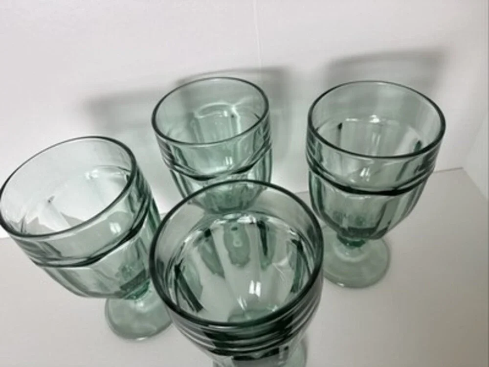 Set of 4 Vintage Libbey Duratuff Gibraltar Spanish Green Ice Tea Goblets